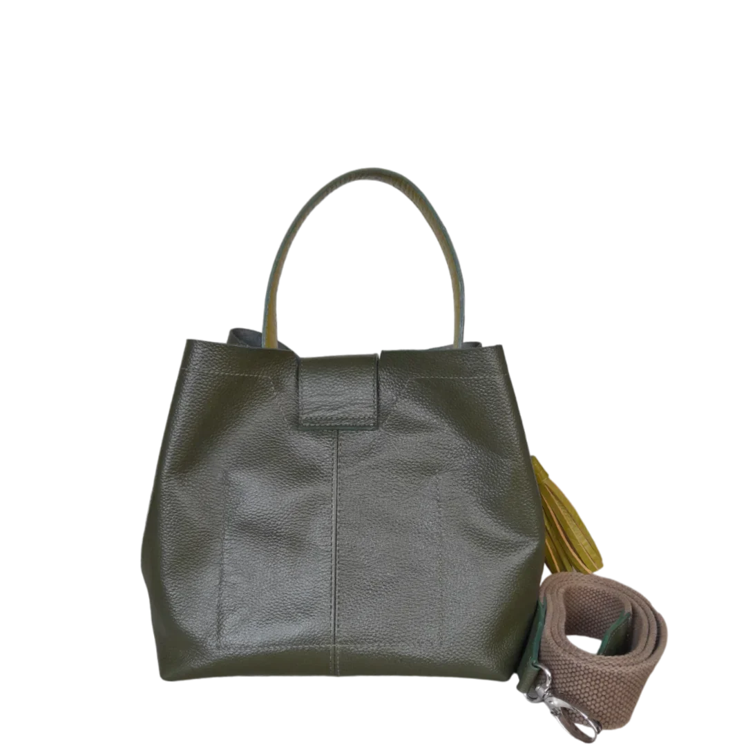 Sac Lucia petit sac en cuir pour femme, couleur vert olive