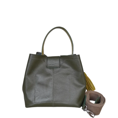 Sac Lucia petit sac en cuir pour femme, couleur vert olive