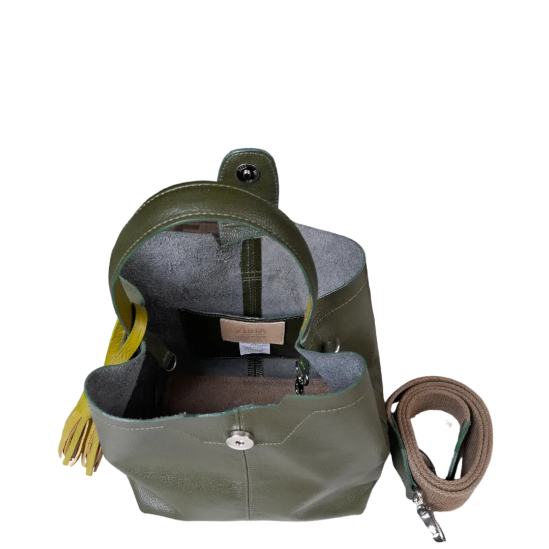 Sac Lucia petit sac en cuir pour femme, couleur vert olive
