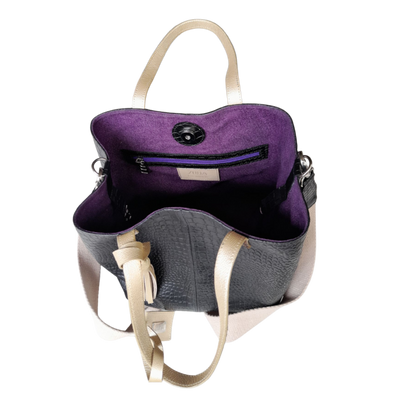 Sac Giulia Reptil en cuir noir pour femme