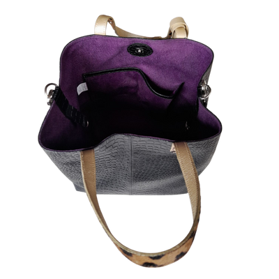 Sac Giulia Reptil en cuir noir pour femme