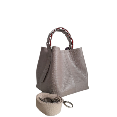 Petit sac en cuir pour femme Simona reptile taupe