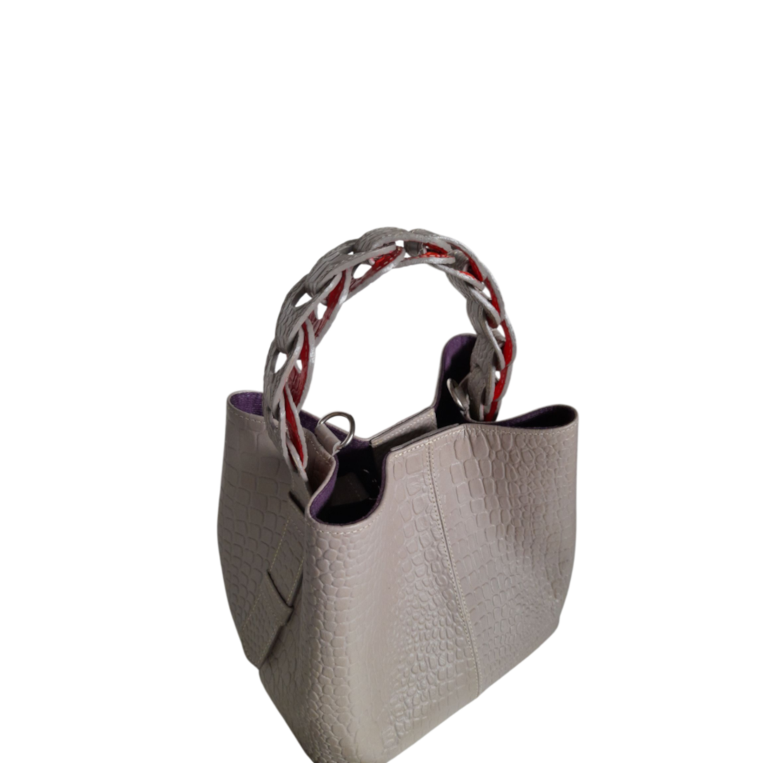 Petit sac en cuir pour femme Simona reptile taupe