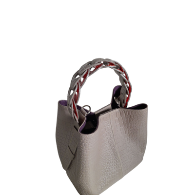 Petit sac en cuir pour femme Simona reptile taupe
