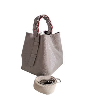 Petit sac en cuir pour femme Simona reptile taupe