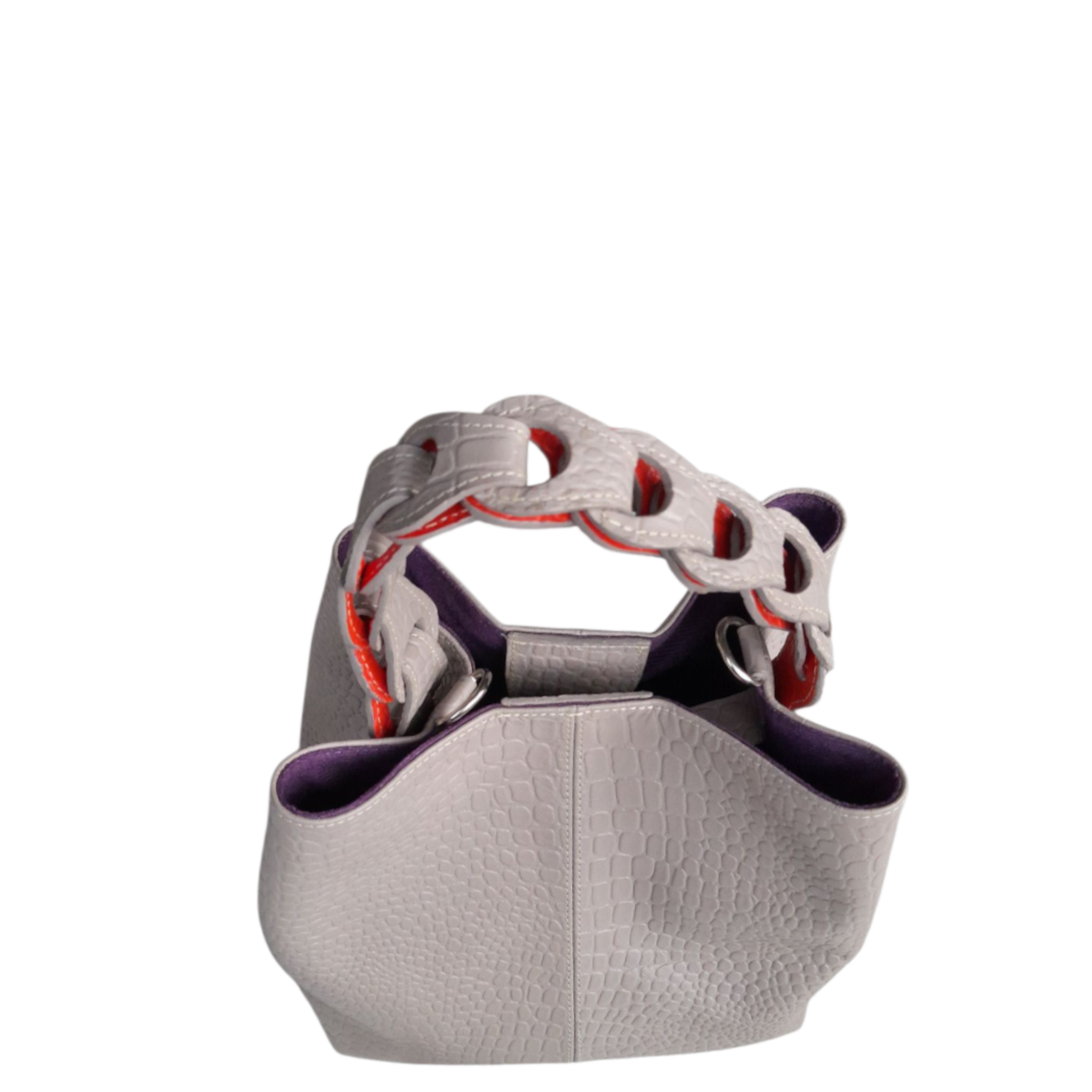 Petit sac en cuir pour femme Simona reptile taupe