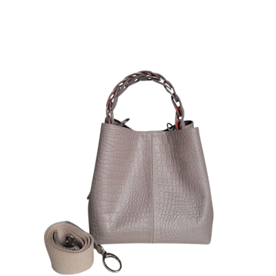 Petit sac en cuir pour femme Simona reptile taupe