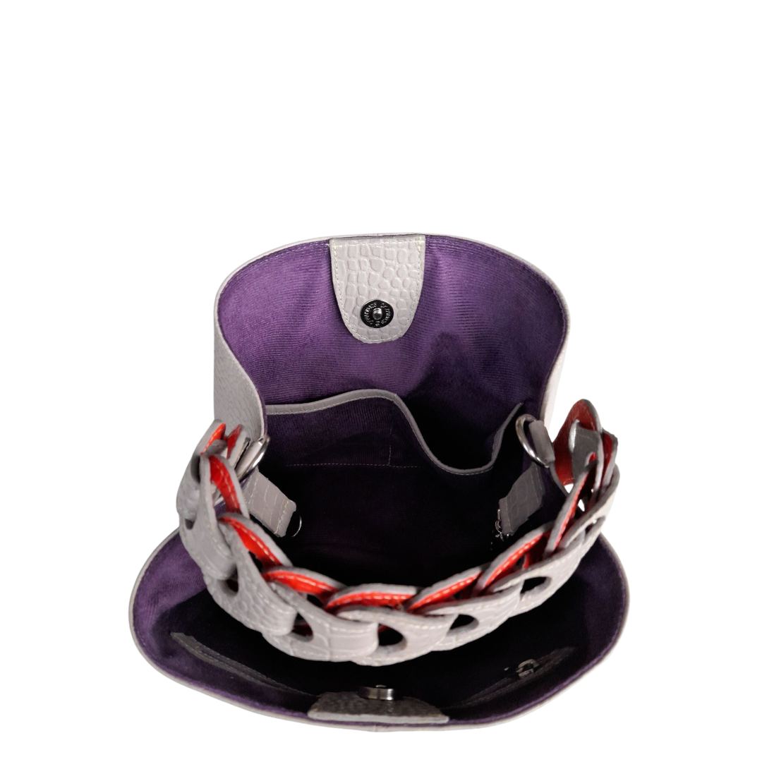 Petit sac en cuir pour femme Simona reptile taupe