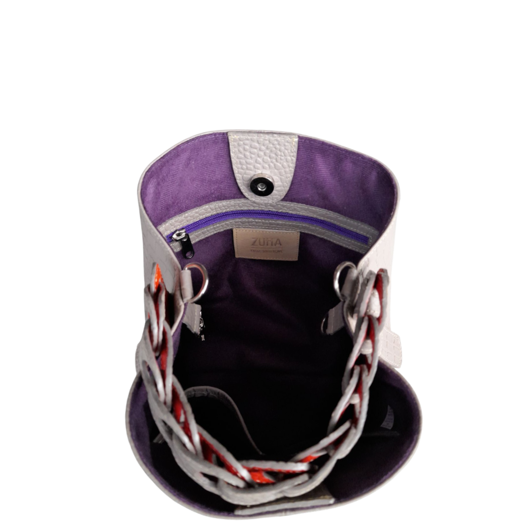 Petit sac en cuir pour femme Simona reptile taupe