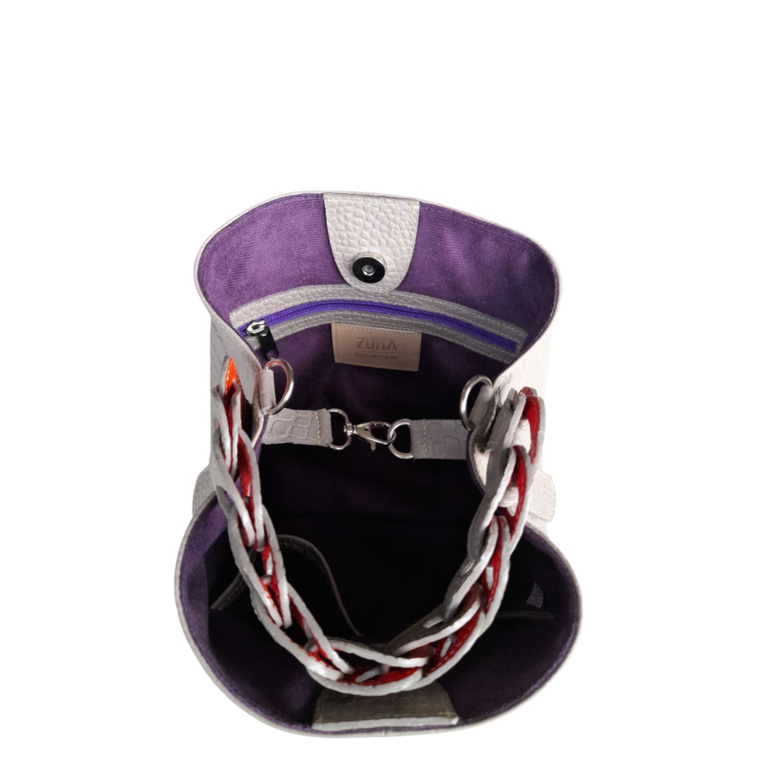 Petit sac en cuir pour femme Simona reptile taupe