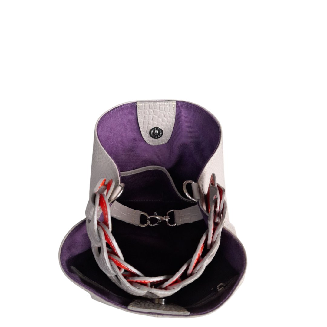 Petit sac en cuir pour femme Simona reptile taupe