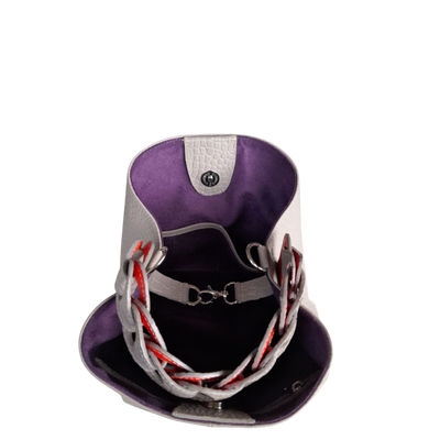 Petit sac en cuir pour femme Simona reptile taupe