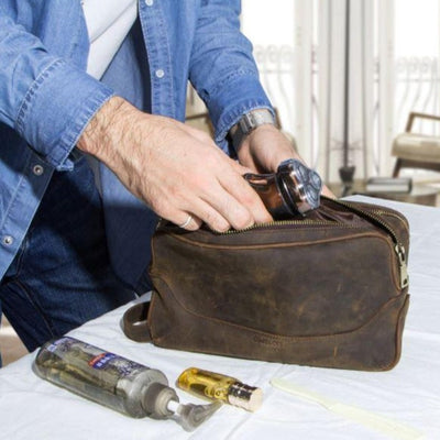 Trousse de toilette en cuir Crazy Horse