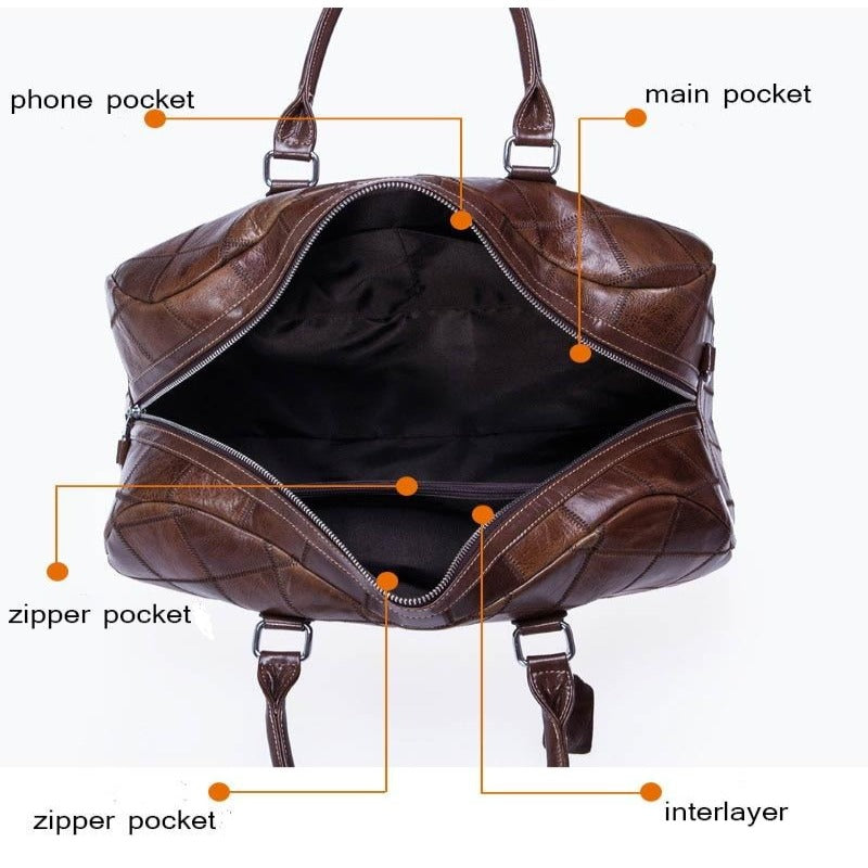 Sac de voyage unisexe en cuir souple véritable
