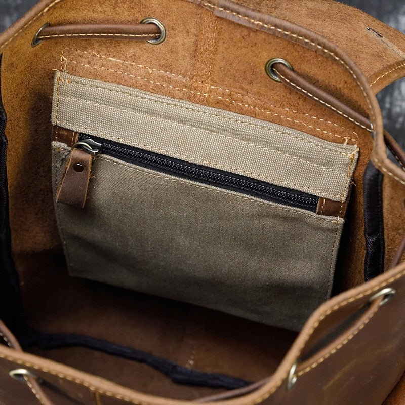 Sac à dos unisexe en cuir Crazy Horse