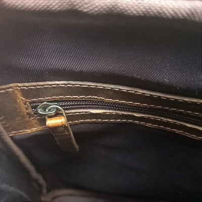 Sac à main en cuir marron chasseur