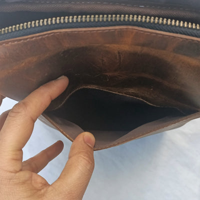 Sac à main en cuir marron chasseur