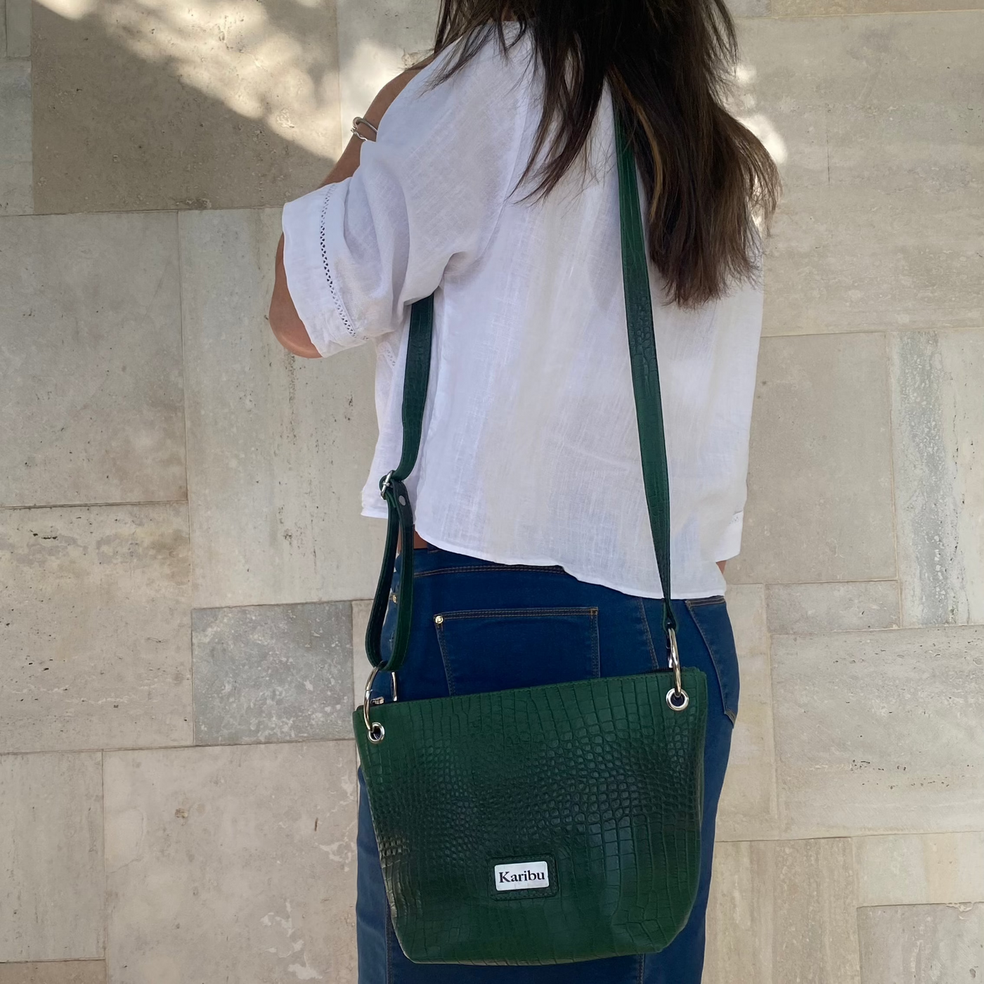 Portefeuille texturé vert Josefa