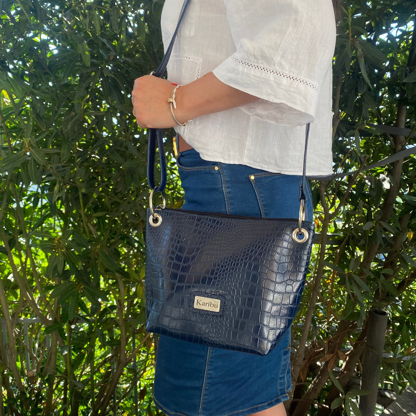 Portefeuille texturé bleu Josefa