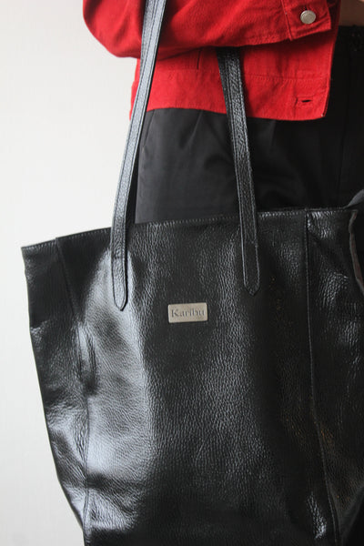 Portefeuille noir brillant Jacinta