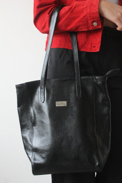 Portefeuille noir brillant Jacinta