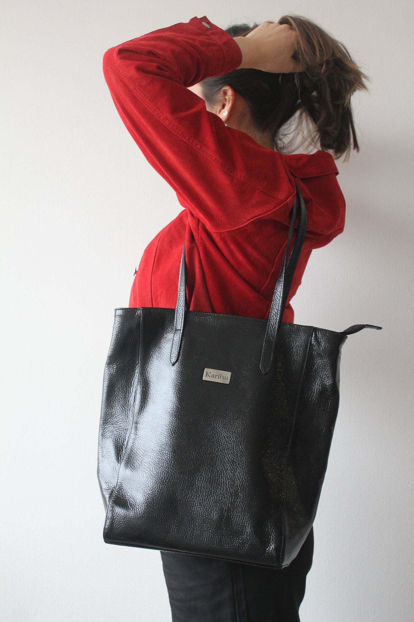 Portefeuille noir brillant Jacinta