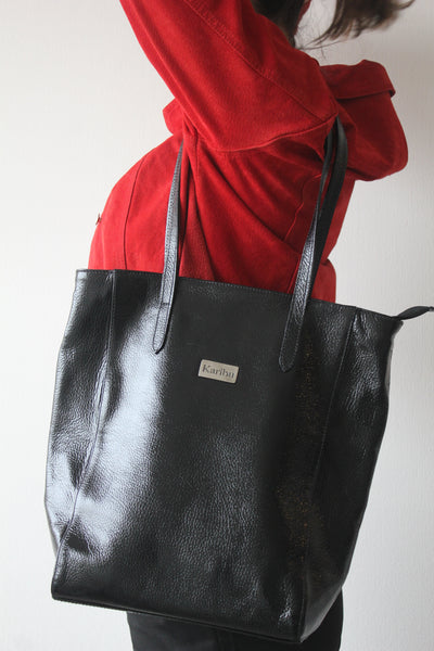 Portefeuille noir brillant Jacinta