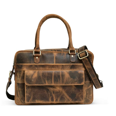 Sac pour ordinateur portable en cuir marron chasseur