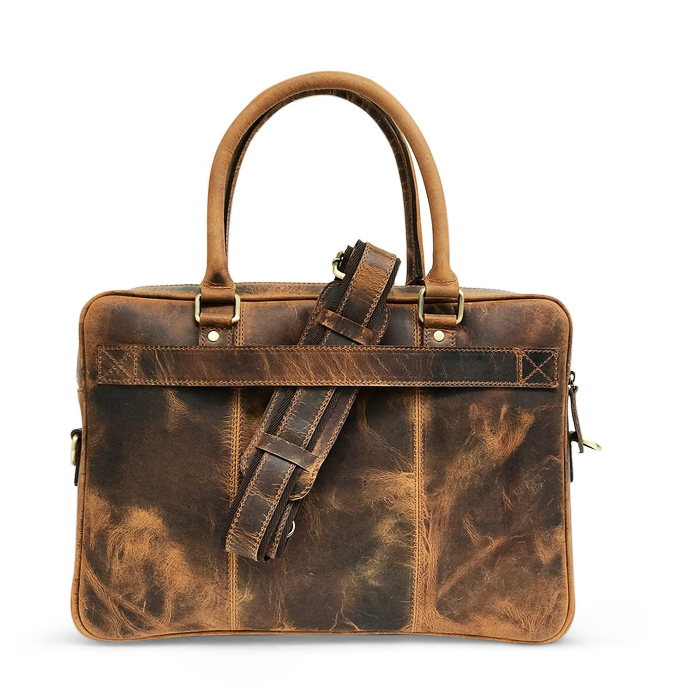 Sac pour ordinateur portable en cuir marron chasseur