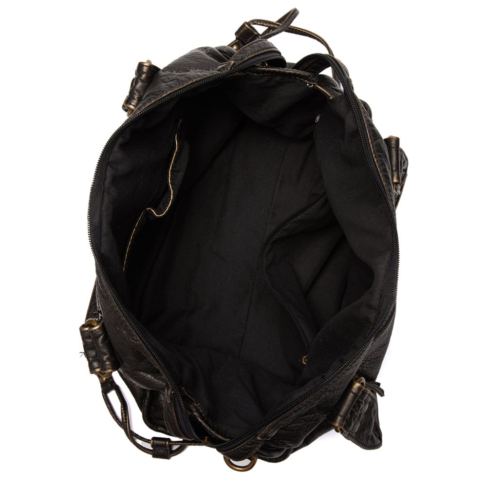 Sac à main élégant vintage en cuir noir