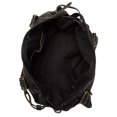 Sac à main élégant vintage en cuir noir
