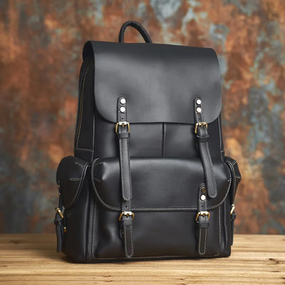 Sac à dos de voyage robuste en cuir véritable | Grand sac à dos marron