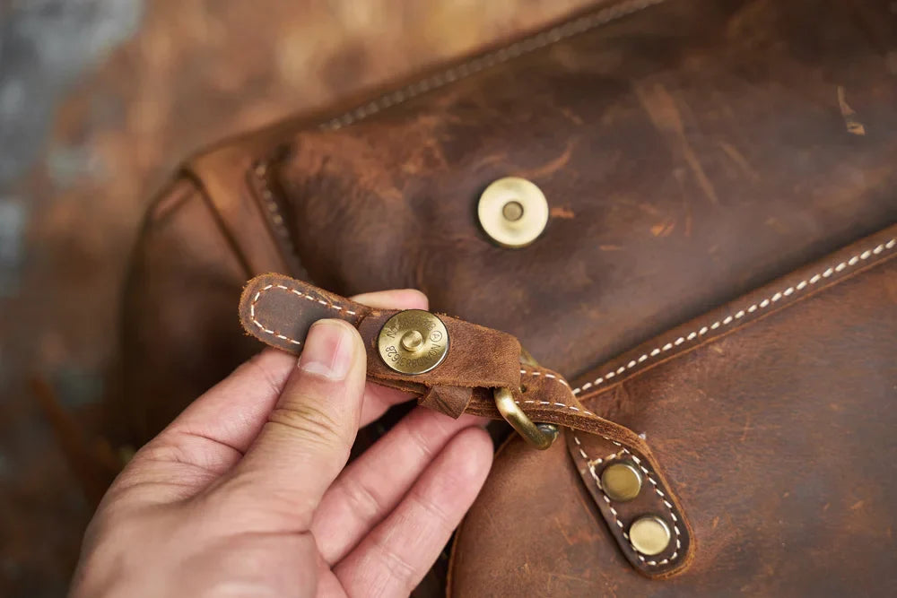 Sac à dos de voyage robuste en cuir véritable | Grand sac à dos marron