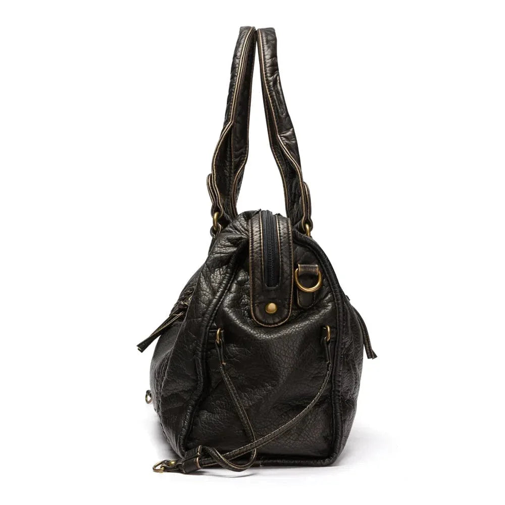 Sac à main élégant vintage en cuir noir