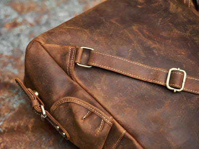 Sac à dos de voyage robuste en cuir véritable | Grand sac à dos marron