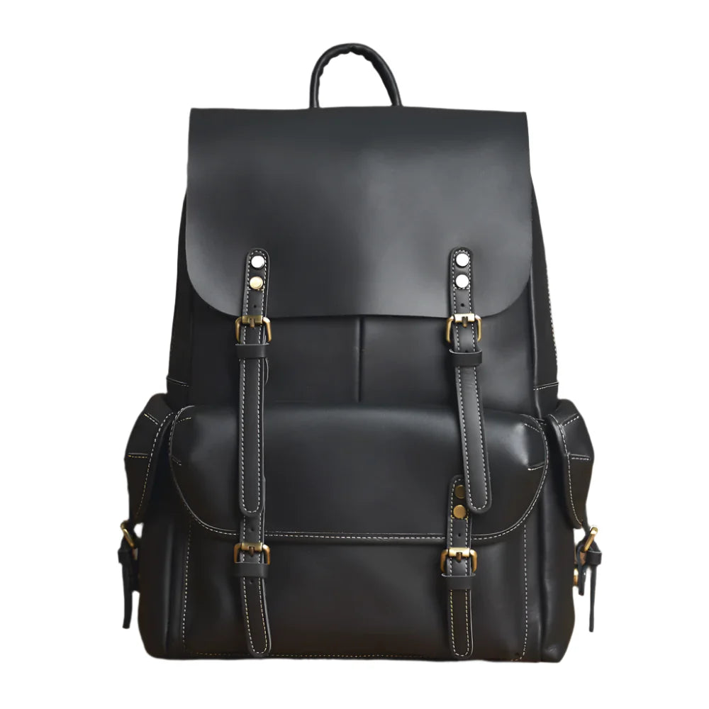 Sac à dos de voyage robuste en cuir véritable | Grand sac à dos marron