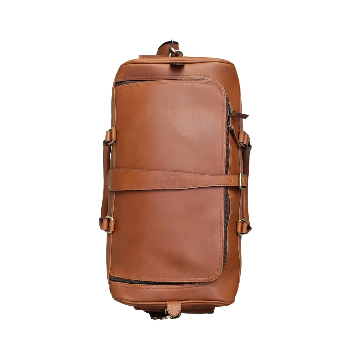 Sac week-end en cuir beige