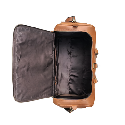 Sac week-end en cuir beige