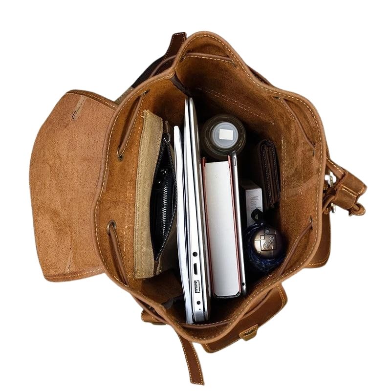 Sac à dos unisexe en cuir Crazy Horse