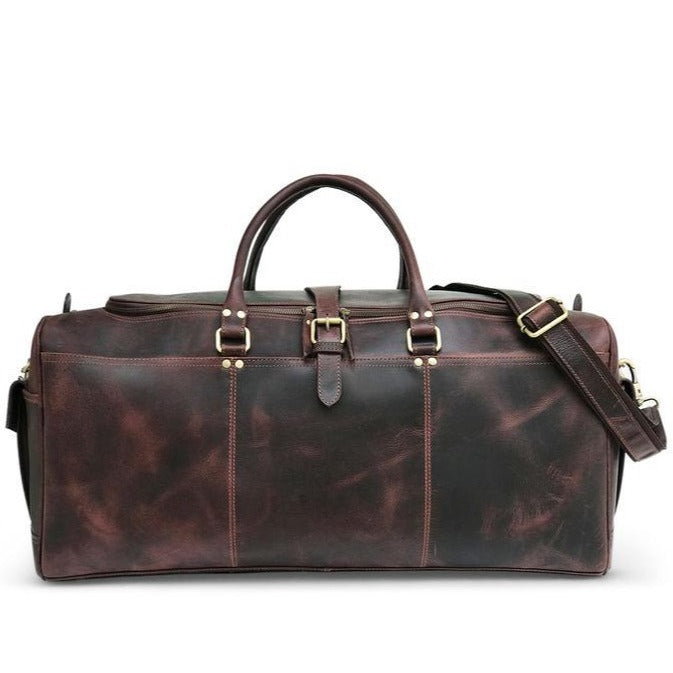 Sac de week-end en cuir marron foncé Hunter