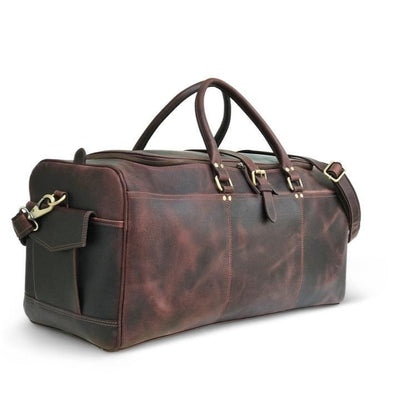 Sac de week-end en cuir marron foncé Hunter