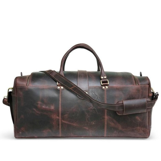 Sac de week-end en cuir marron foncé Hunter