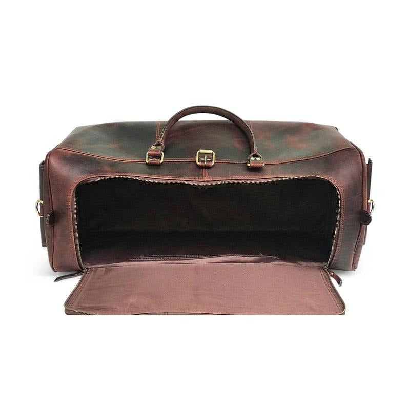 Sac de week-end en cuir marron foncé Hunter