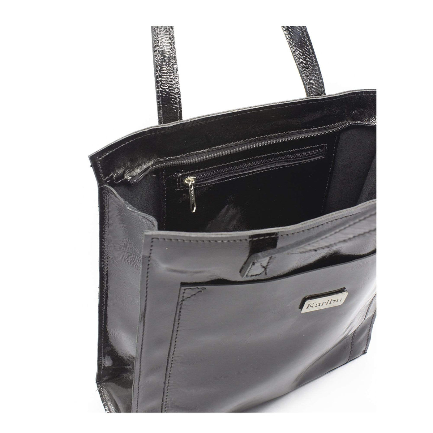 Portefeuille Maria en cuir verni noir