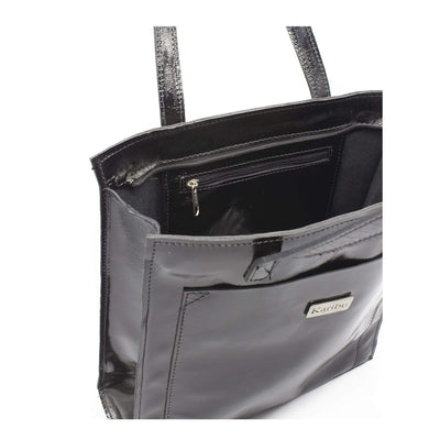 Portefeuille Maria en cuir verni noir